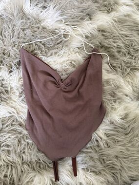 Mauve Ribbed Halter Neck Top